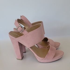Report Suede Pink Block Heel Sandals Size 10